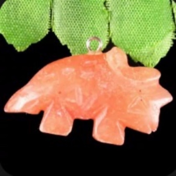 Carved Natural Red Aventurine Dinosaur necklace - Picture 1 of 11